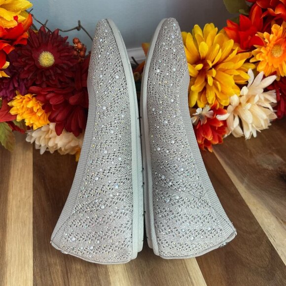 Skechers Womens Arch Fit Cleo - Glitzy Sky Flats Sz 6 in Taupe Textile/Synthetic - Picture 8 of 10